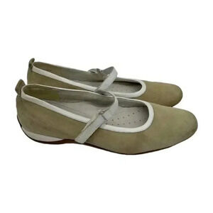 Ecco Mary Jane Size 10 EU 41 Suede Leather Flat Adjustable Strap Comfort Shoes